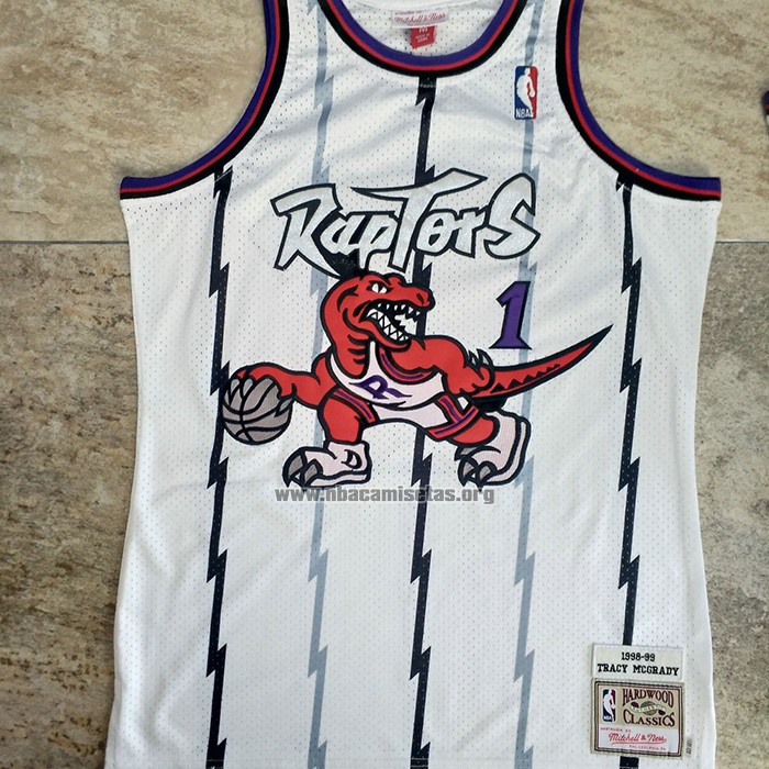 Camiseta Toronto Raptors Tracy McGrady NO 1 Mitchell & Ness 1998-99 Blanco